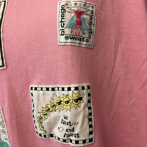 Vintage pink blue orange colorblock patches SWEATS DD workout shirt Large - Picture 4 of 9